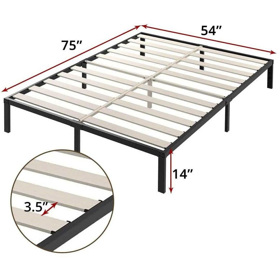 Full Heavy Duty Metal Platform Bed Frame with Wood Slats 3,500 lbs Weight Limit - FurniFindUSA