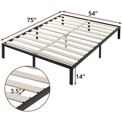 Full Heavy Duty Metal Platform Bed Frame with Wood Slats 3,500 lbs Weight Limit - FurniFindUSA