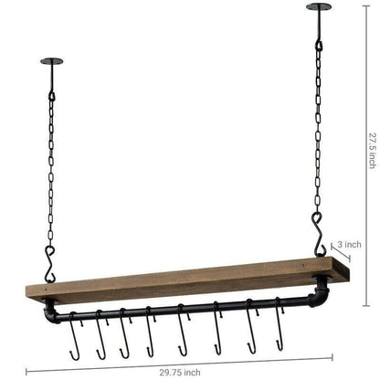 FarmHome Rustic Industrial 8 S-Hooks Ceiling Mounted Hanging Pot Rack - FurniFindUSA