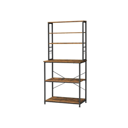 Farmhouse 6 Tier Industrial Utility Kitchen Bakers Rack Microwave Stand - FurniFindUSA