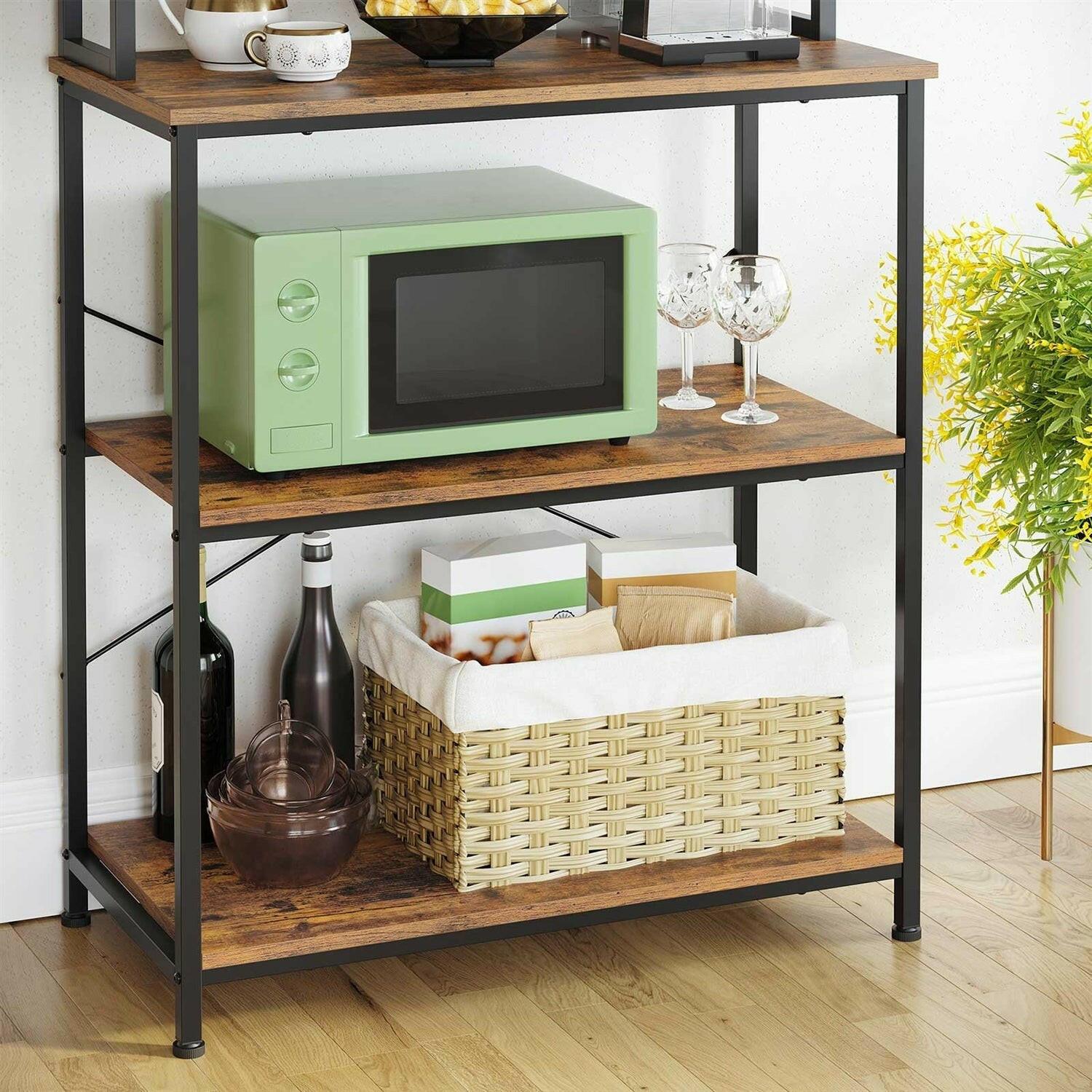 Farmhouse 6 Tier Industrial Utility Kitchen Bakers Rack Microwave Stand - FurniFindUSA