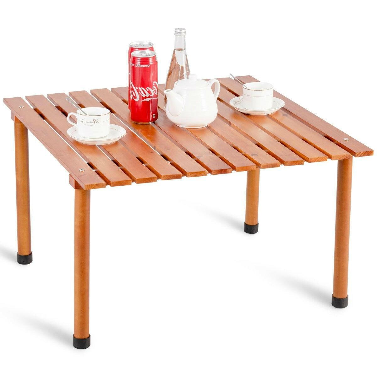 Outdoor Portable Roll-Up Folding Wood Patio Table with Carry Bag - FurniFindUSA