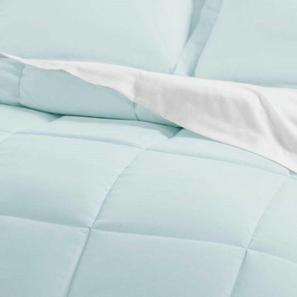 Full Size Microfiber 6-Piece Reversible Bed-in-a-Bag Comforter Set in Aqua Blue - FurniFindUSA