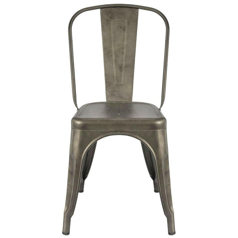 Set of 4 - Stackable Modern Cafe Bistro Dining Side Chair in Gun Metal Finish - FurniFindUSA