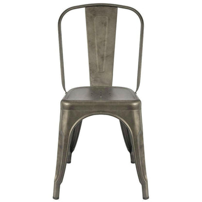 Set of 4 - Stackable Modern Cafe Bistro Dining Side Chair in Gun Metal Finish - FurniFindUSA