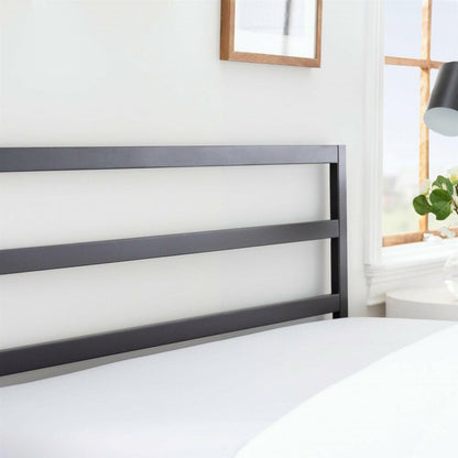 Full size Modern Headboard in Matte Black Metal Finish - FurniFindUSA