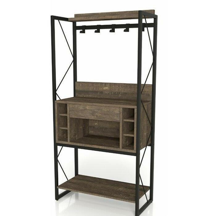 Farmhouse Oak Iron Baker's Wine Storage Rack - FurniFindUSA