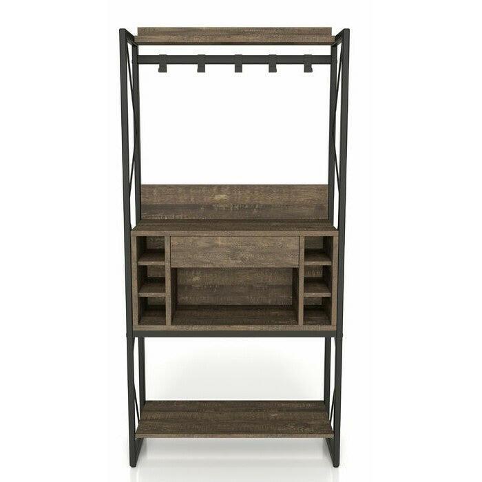 Farmhouse Oak Iron Baker's Wine Storage Rack - FurniFindUSA