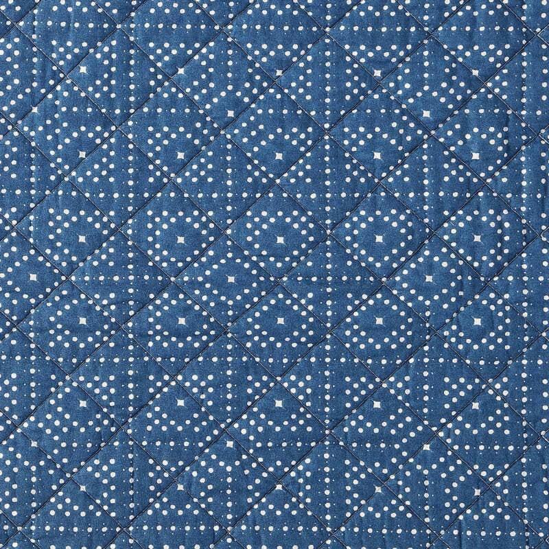 Full Queen Blue White Dots and Stripes 100-Percent Cotton Reversible Quilt Set - FurniFindUSA