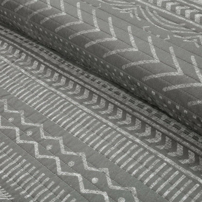 Full/Queen Scandinavian Dark Grey Chevron Reversible Cotton Quilt Set - FurniFindUSA