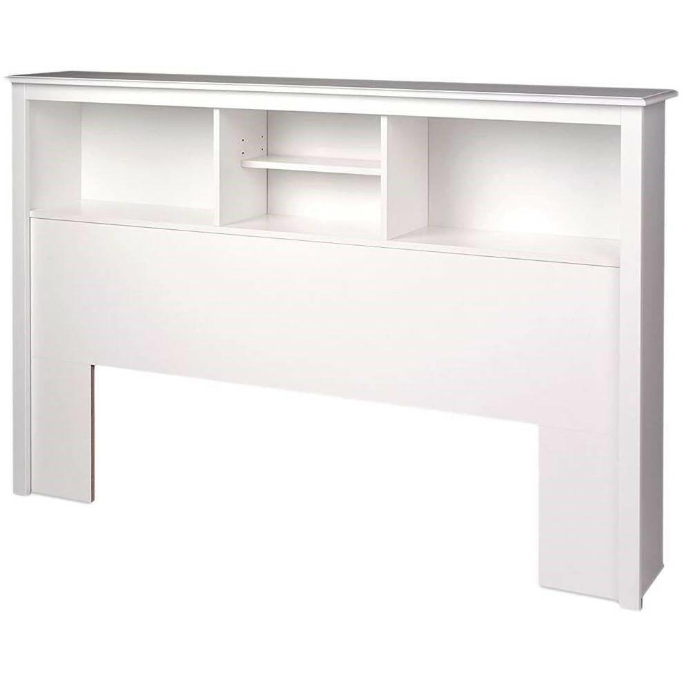 Full / Queen size Stylish Bookcase Headboard in White Wood Finish - FurniFindUSA