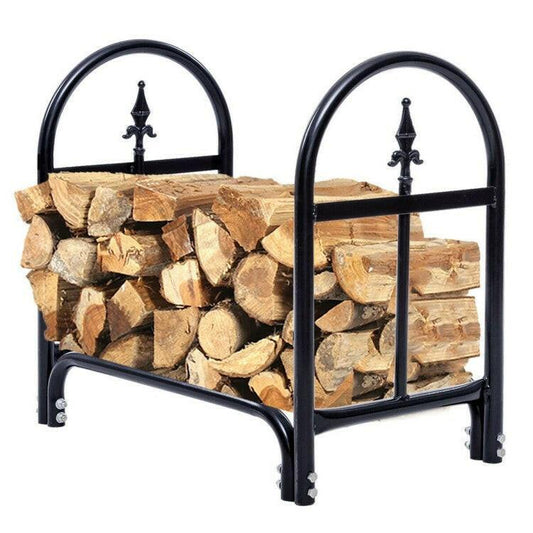 2 Ft. Small Indoor/Outdoor Heavy Duty Steel Firewood Storage Holder - FurniFindUSA