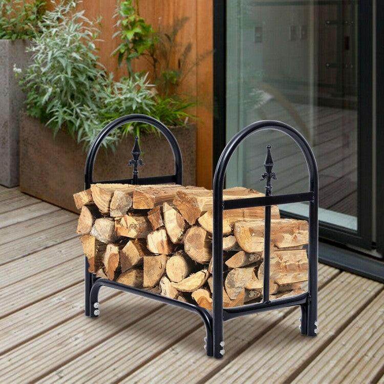 2 Ft. Small Indoor/Outdoor Heavy Duty Steel Firewood Storage Holder - FurniFindUSA