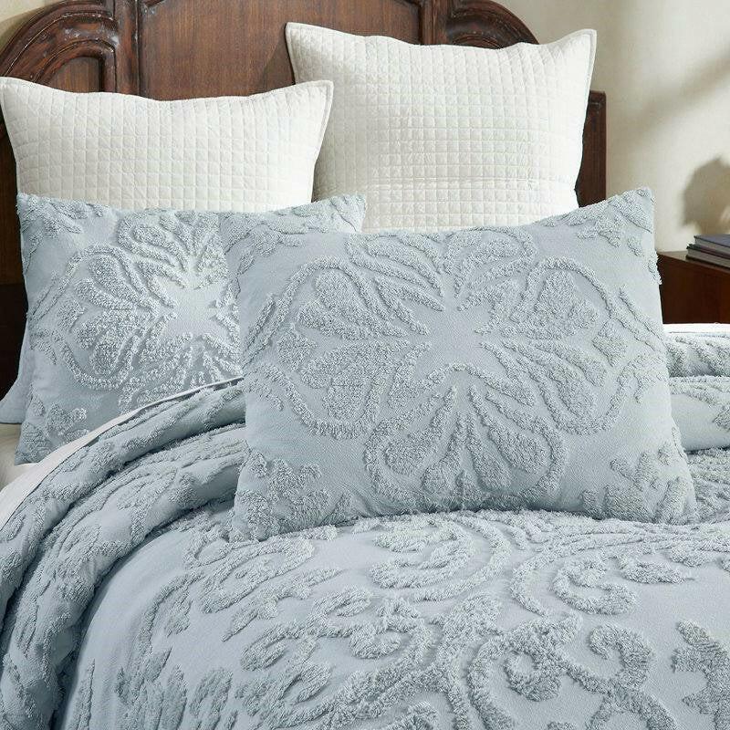 Full Size 100-Percent Cotton Chenille 3-Piece Coverlet Bedspread Set in Blue - FurniFindUSA
