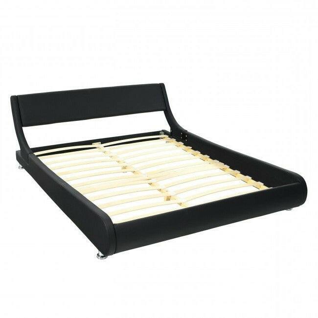 Full Size Modern Faux Leather Upholstered Platform Bed Frame Black - FurniFindUSA