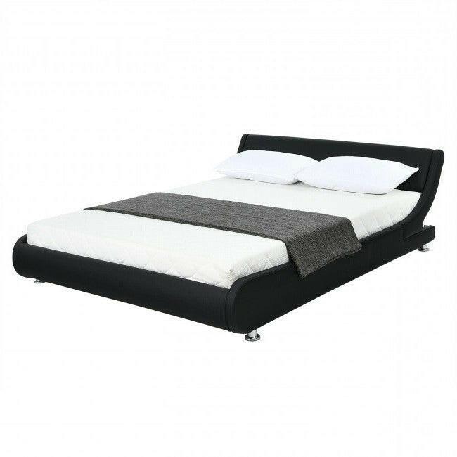 Full Size Modern Faux Leather Upholstered Platform Bed Frame Black - FurniFindUSA