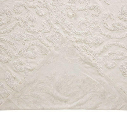 Full Size 100-Percent Cotton Chenille 3-Piece Coverlet Bedspread Set in Ivory - FurniFindUSA