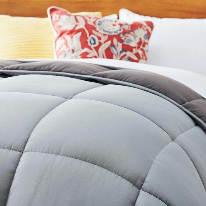 Full Size All Seasons Plush Light/Dark Grey Reversible Polyester Down Alternative Comforter - FurniFindUSA