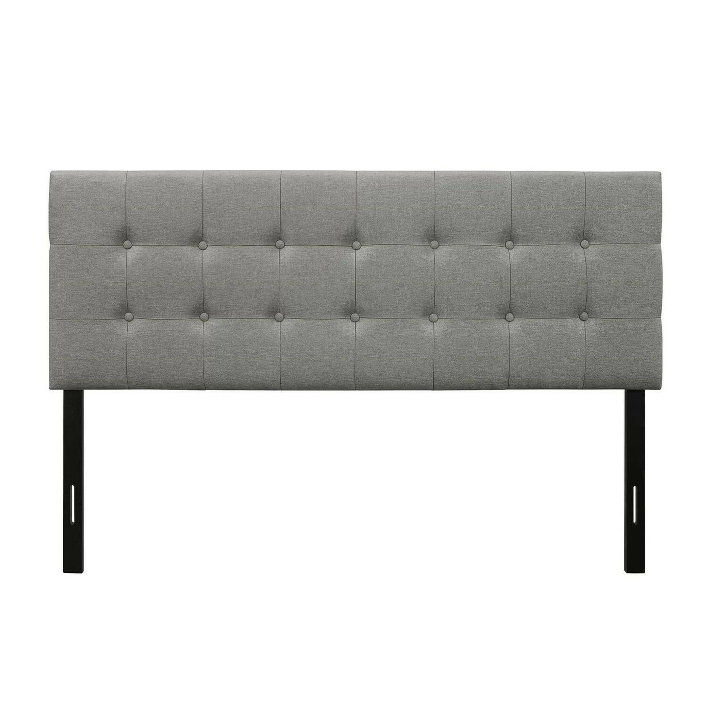 Full size Contemporary Button-Tufted Headboard in Grey Upholstered Fabric - FurniFindUSA