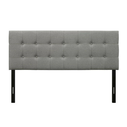 Full size Contemporary Button-Tufted Headboard in Grey Upholstered Fabric - FurniFindUSA