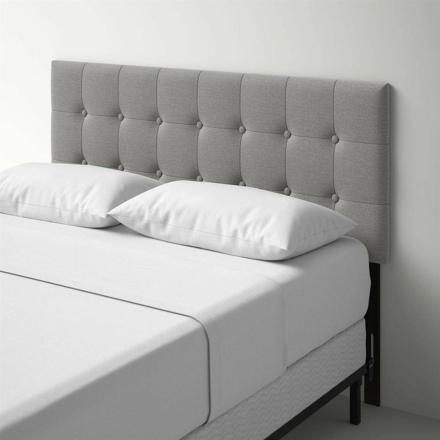 Full size Contemporary Button-Tufted Headboard in Grey Upholstered Fabric - FurniFindUSA