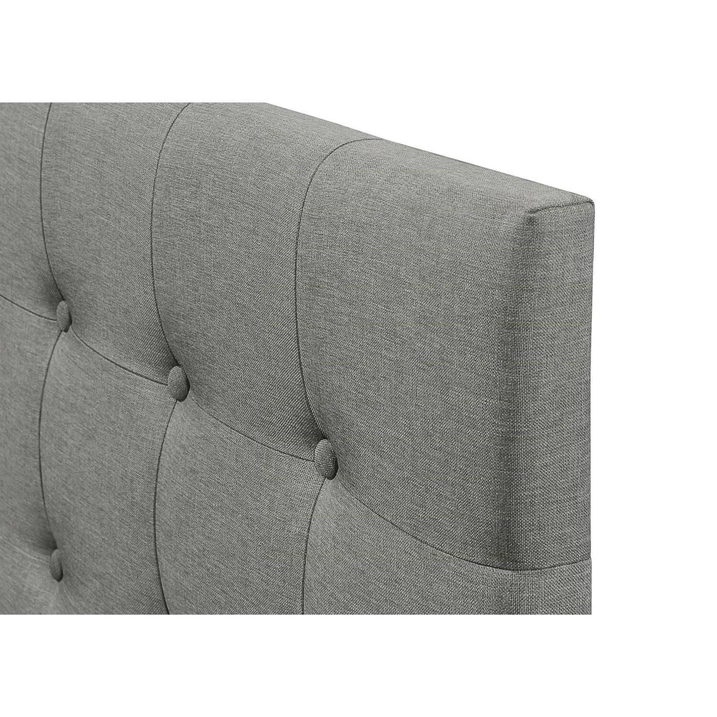 Full size Contemporary Button-Tufted Headboard in Grey Upholstered Fabric - FurniFindUSA