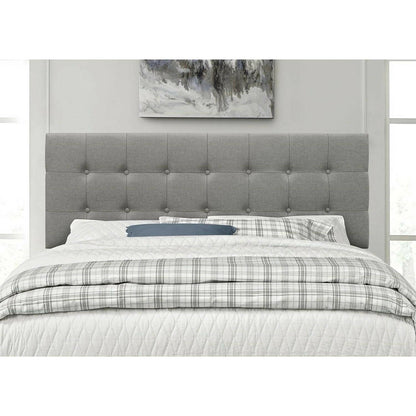 Full size Contemporary Button-Tufted Headboard in Grey Upholstered Fabric - FurniFindUSA