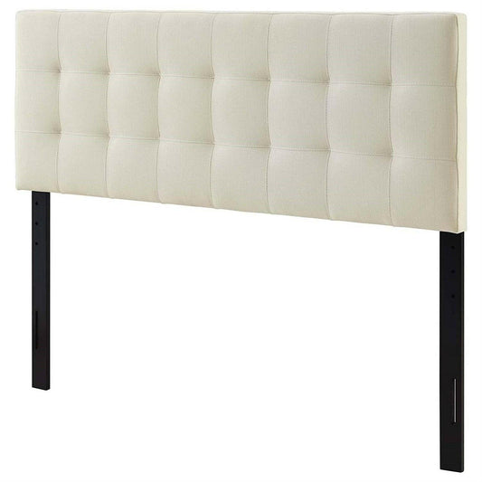 Full size Ivory Linen Fabric Upholstered Tufted Headboard - FurniFindUSA