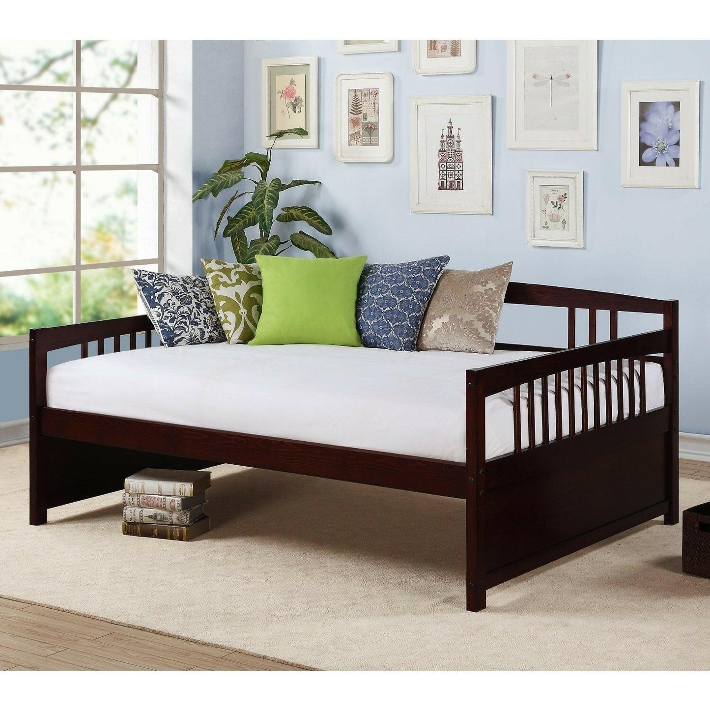Full size Contemporary Daybed in Espresso Wood Finish - FurniFindUSA