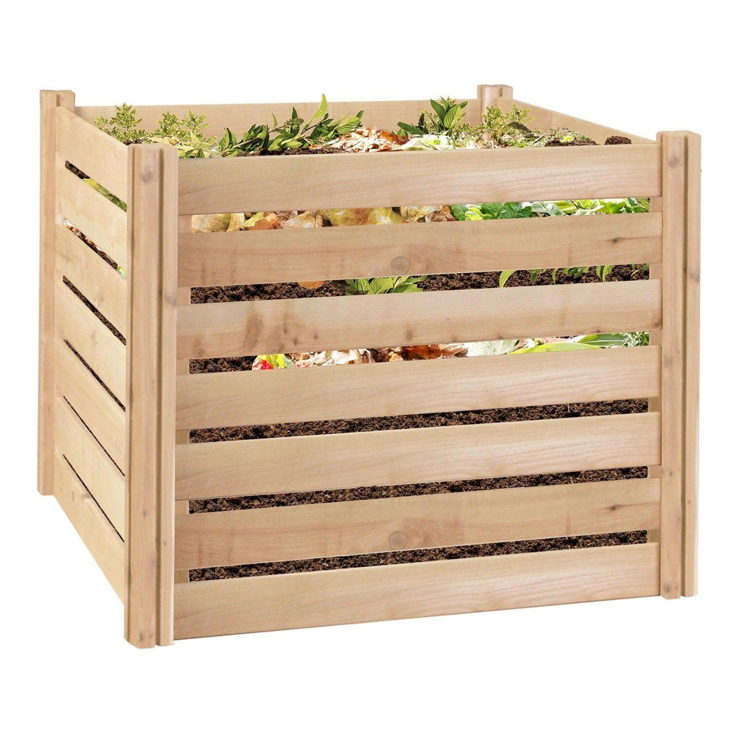 Outdoor 174-Gallon Wooden Compost Bin made from Eco-Friendly Cedar Wood - FurniFindUSA