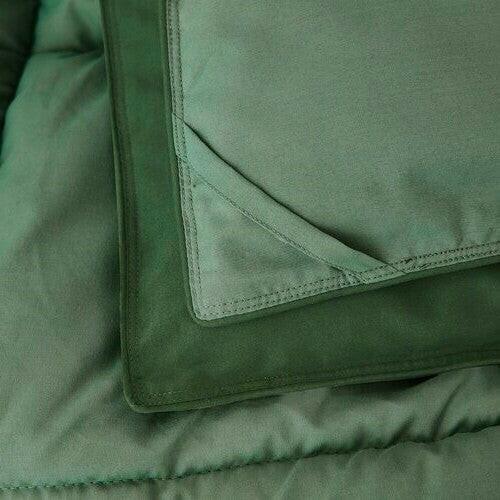 Full/Queen Traditional Microfiber Reversible 3 Piece Comforter Set in Green - FurniFindUSA