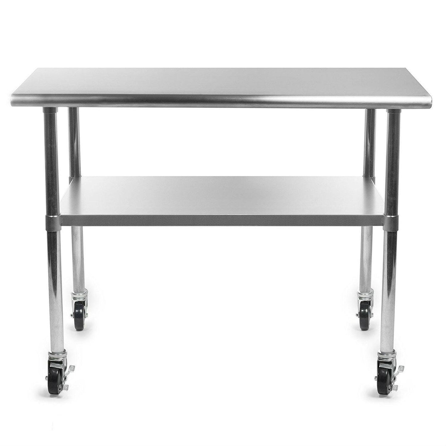 Stainless Steel 48 x 24-inch Kitchen Prep Table with Casters - FurniFindUSA