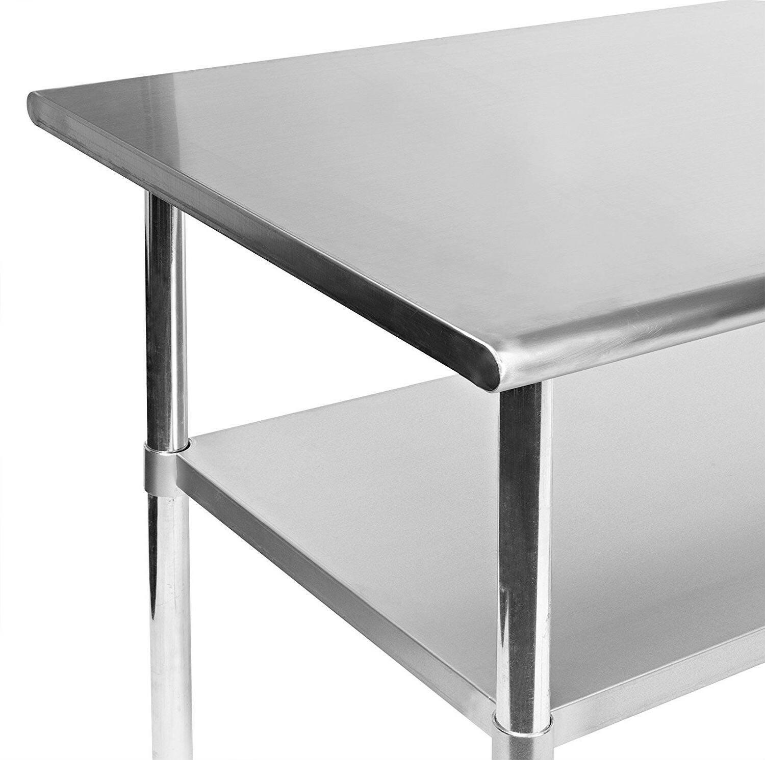 Stainless Steel 48 x 24-inch Kitchen Prep Table with Casters - FurniFindUSA