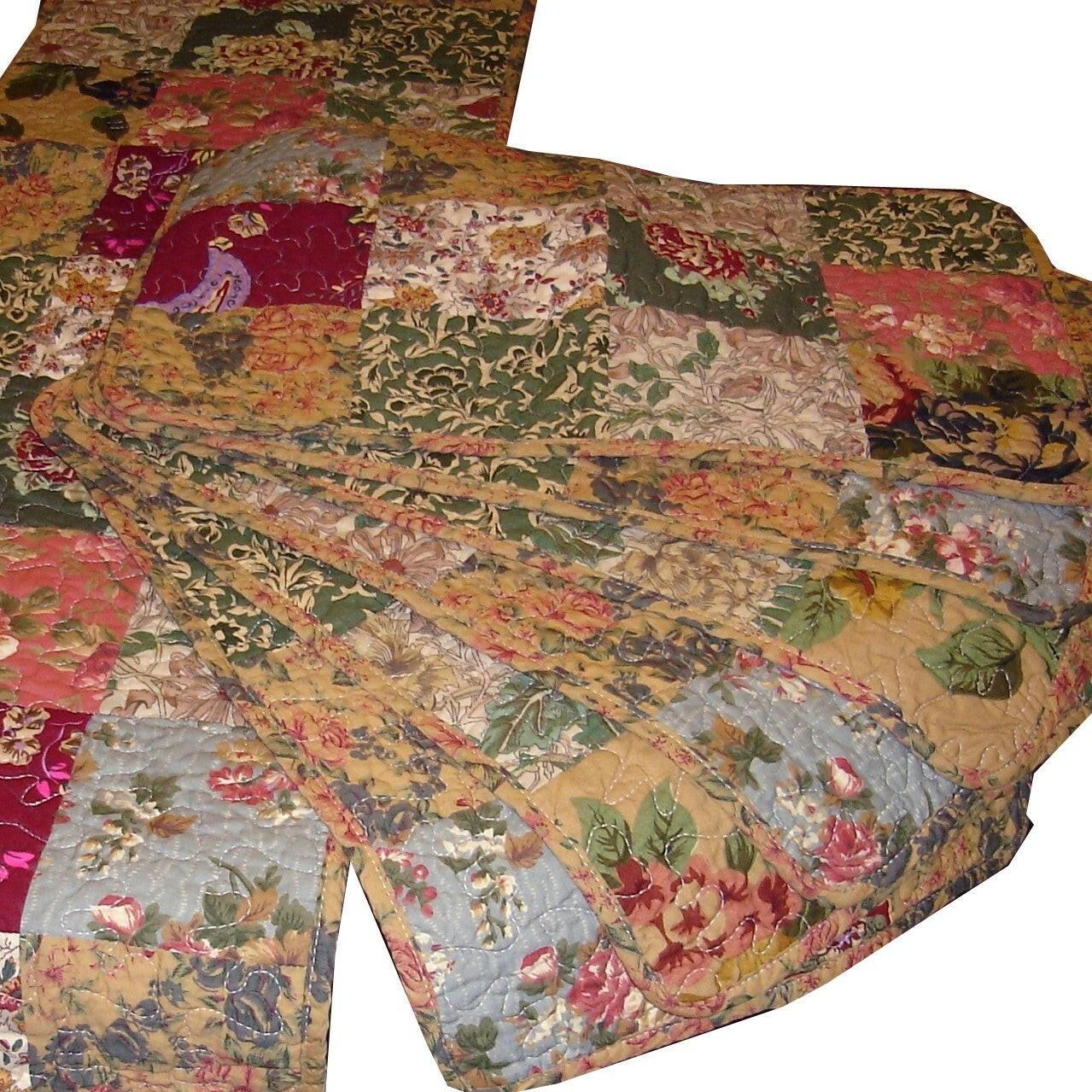 Full / Queen size 100% Cotton Patchwork Quilt Set with Floral Paisley Pattern - FurniFindUSA