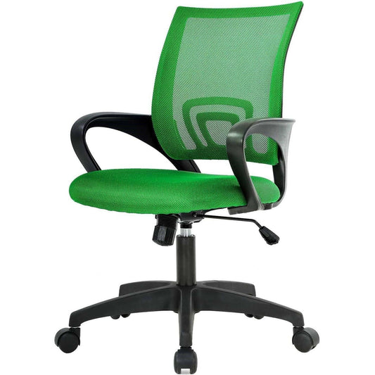 Green Modern Mid-Back Ergonomic Mesh Office Desk Chair with Armrest on Wheels - FurniFindUSA