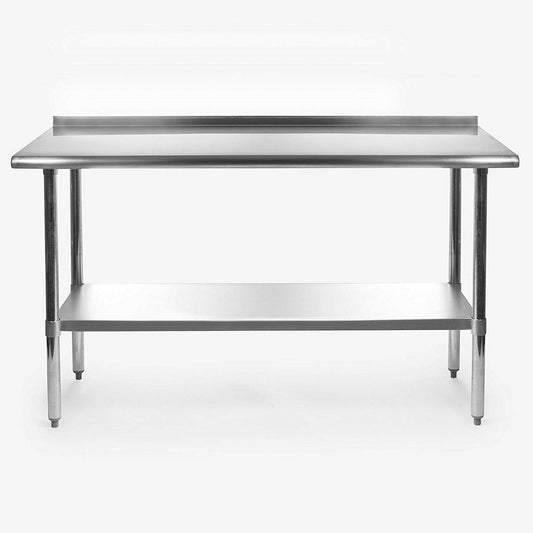 Stainless Steel 60 x 24 inch Heavy Duty NSF Certified Work Bench Prep Table with Backsplash - FurniFindUSA