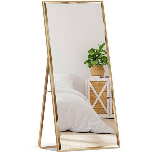 Gold Large Full Length Leaning Wall or Hanging Mirror - FurniFindUSA