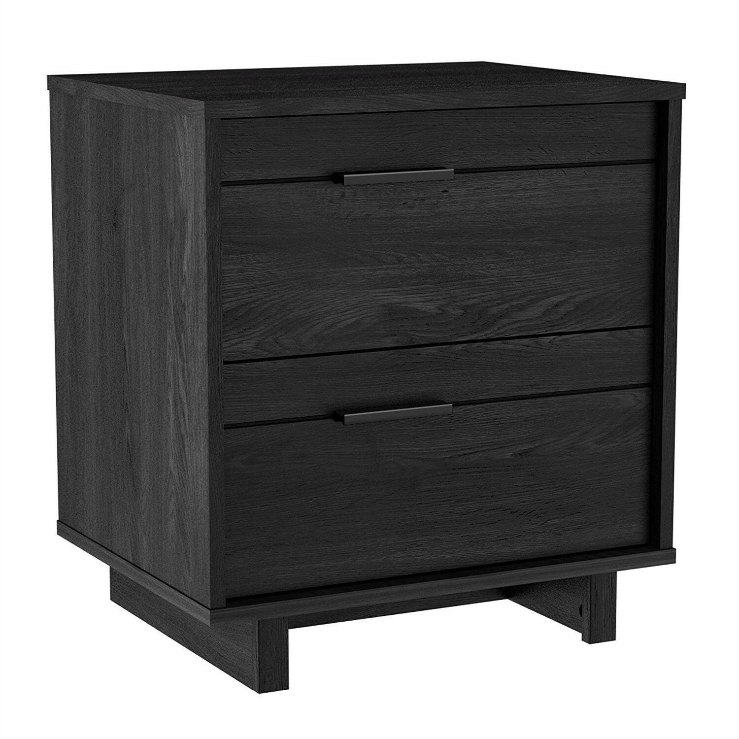 Modern Bedroom Nightstand in Grey Black Wood Finish - FurniFindUSA