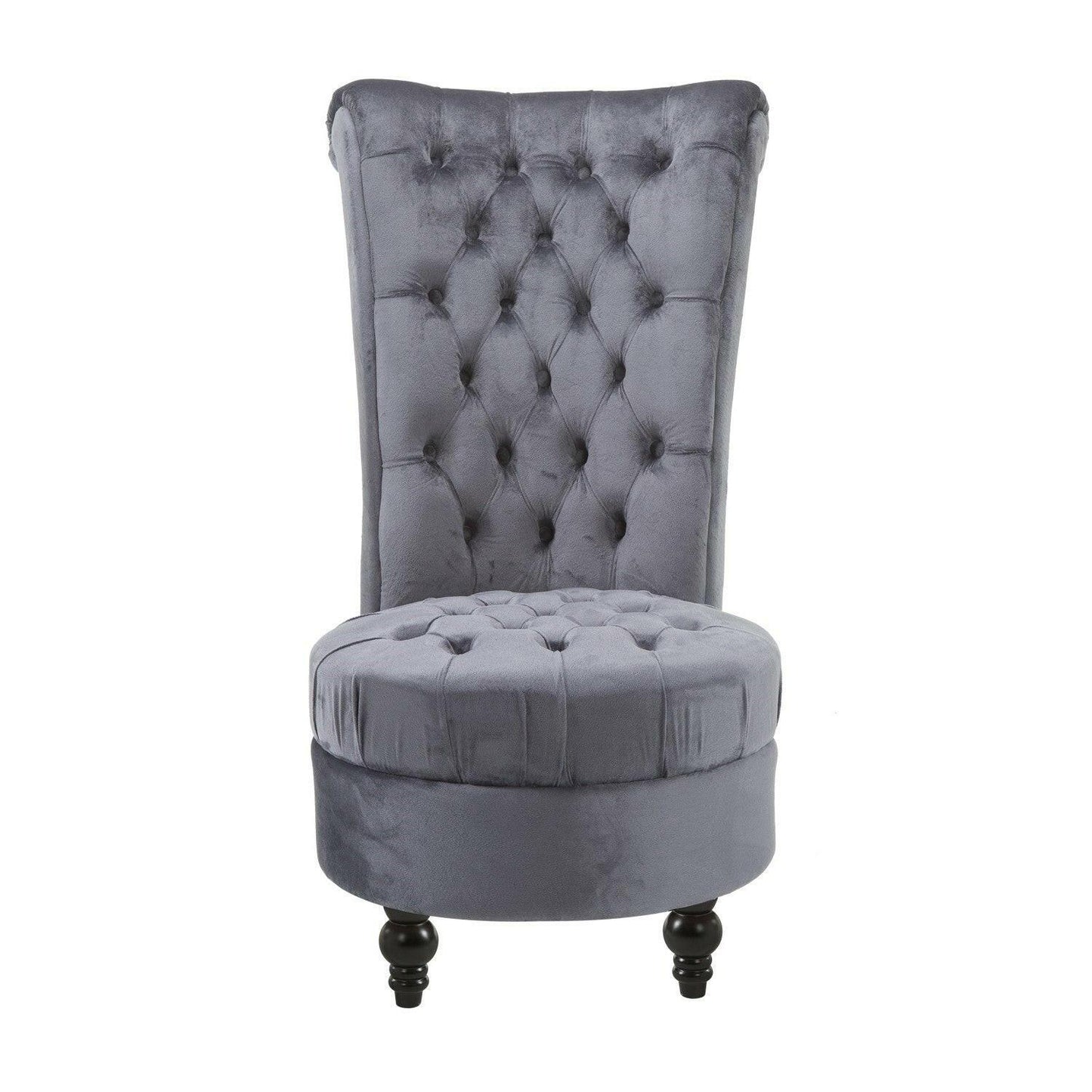 Gray Tufted High Back Plush Velvet Upholstered Accent Low Profile Chair - FurniFindUSA