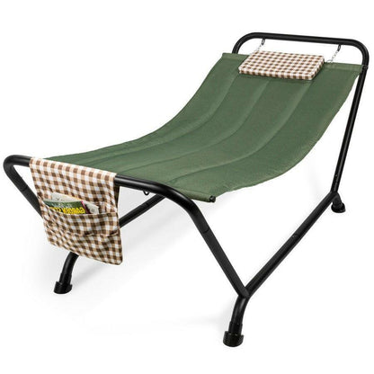 Green Waterproof Patio Hammock w/ Stand Pillow Storage Pockets - FurniFindUSA