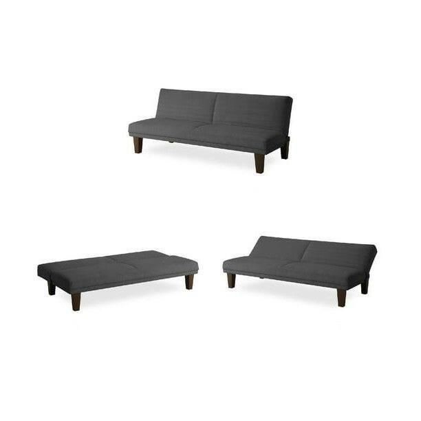 Grey Modern Upholstered Microfiber Adjustable Futon Sleeper Sofa - FurniFindUSA