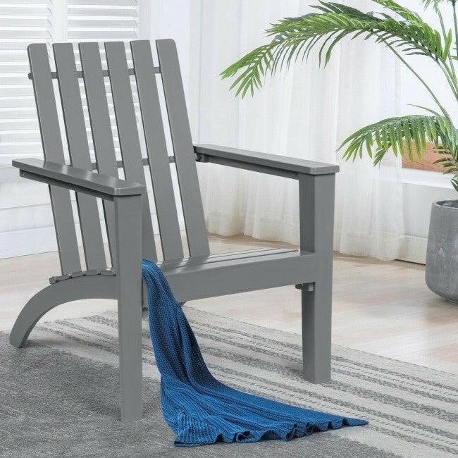 Indoor/Outdoor Acacia Wood Adirondack Lounge Armchair - Grey - FurniFindUSA