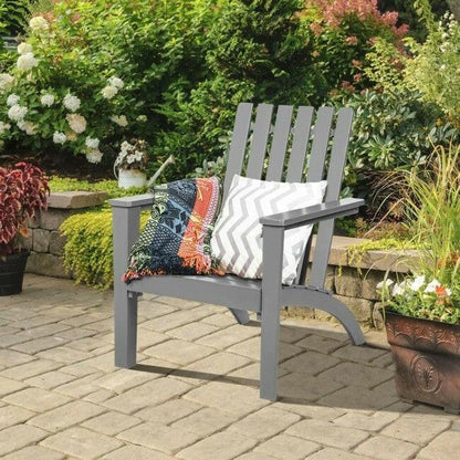 Indoor/Outdoor Acacia Wood Adirondack Lounge Armchair - Grey - FurniFindUSA