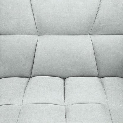 Plush Gray Split-Back Design Convertible Linen Tufted Futon w/ 2 Pillows - FurniFindUSA
