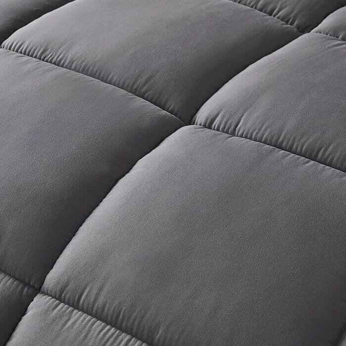 King Size Reversible Microfiber Down Alternative Comforter Set in Grey - FurniFindUSA