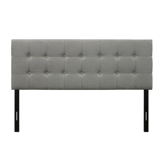 King size Mid-Century Style Button-Tufted Headboard in Grey Upholstered Fabric - FurniFindUSA