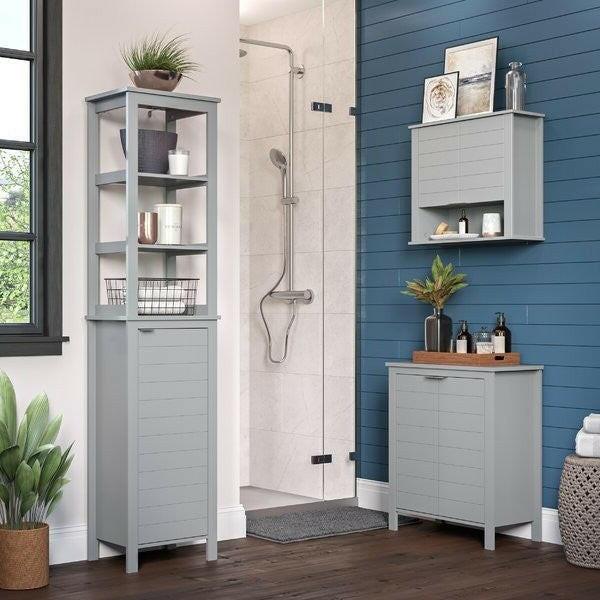 Gray 2 Door Wall Mounted Bathroom Storage Cabinet - FurniFindUSA