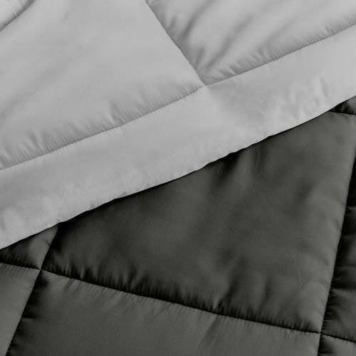 Twin/Twin XL 2-Piece Microfiber Reversible Comforter Set Grey / Light Grey - FurniFindUSA