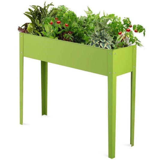 Green Heavy Duty Galvanized Steel Outdoor Elevated Raised Garden Planter - FurniFindUSA