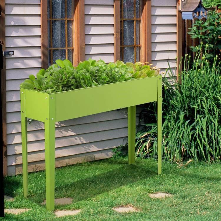 Green Heavy Duty Galvanized Steel Outdoor Elevated Raised Garden Planter - FurniFindUSA